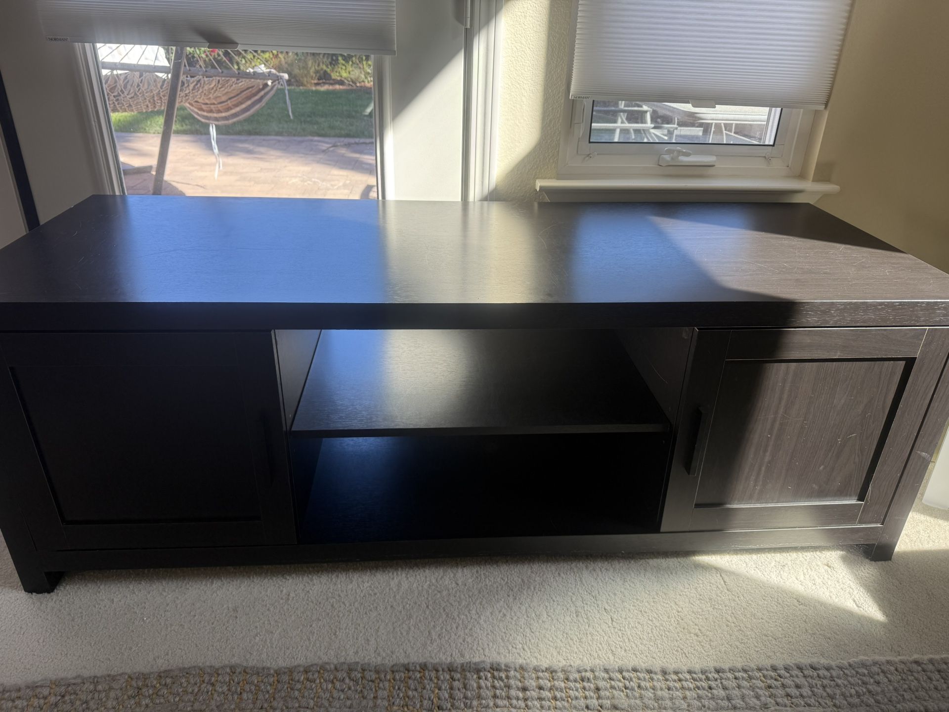 Black Wood Entertainment Center Shelf