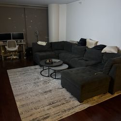 Thomasville Tisdale Fabric Sectional with Storage Ottoman