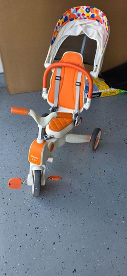 Kids Tricycle with Canopy & Safety Harness