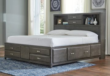 Ashley's Queen Storage Bed with 8 Spacious Drawers, Gray Color, SKU#10B476Q