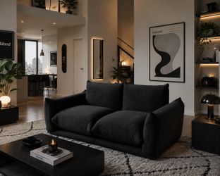 Mid-Century Modern Comfy Sofa Couch with Thick Cushion, Loveseat Chenille H-60
