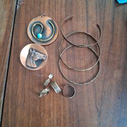 Copper Bracelet. Rings.brooch.pendant.