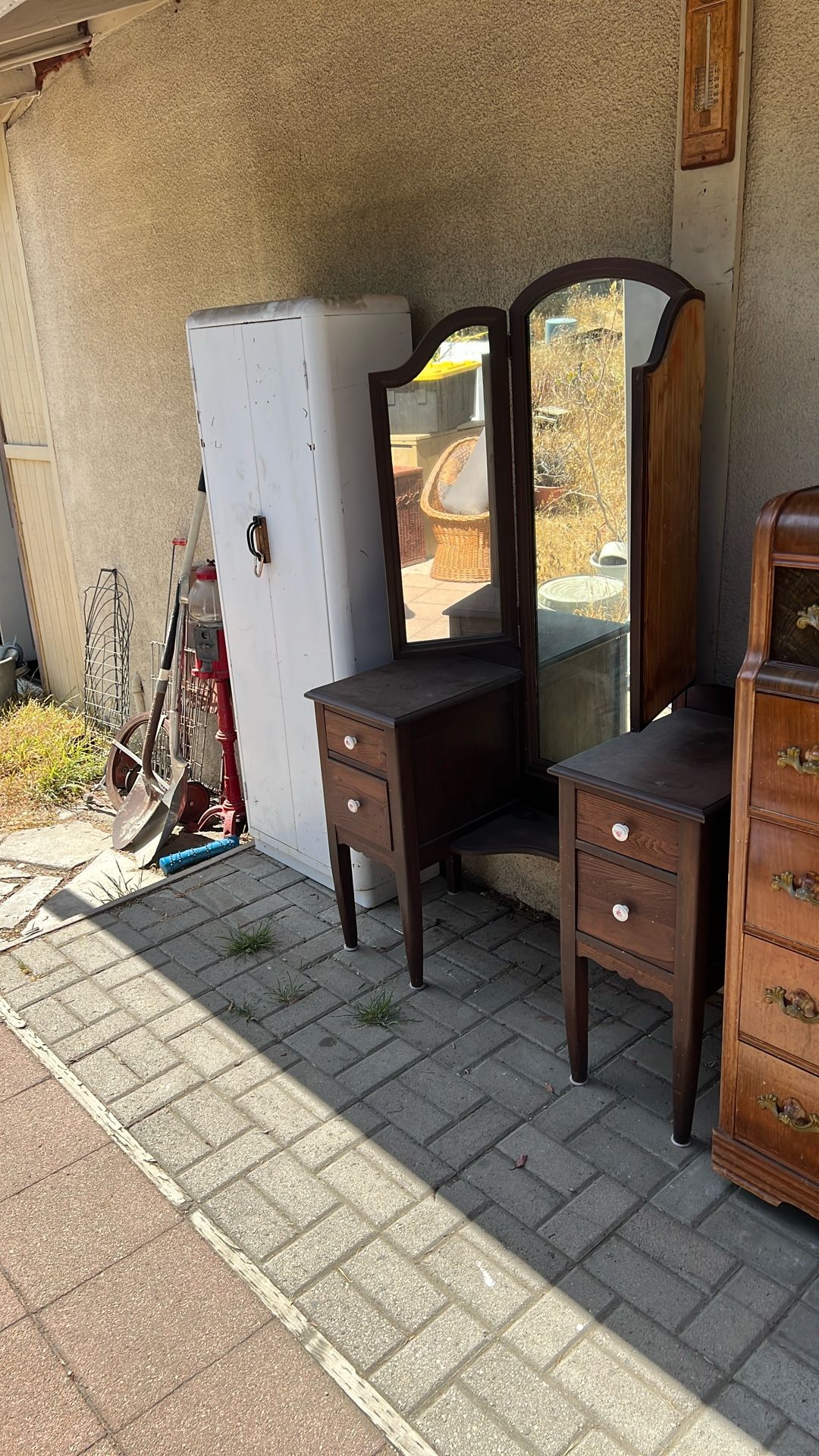 Antique Vanity With Original Mirror