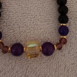 Brand New Elastic Purple And Black  Bracelet 