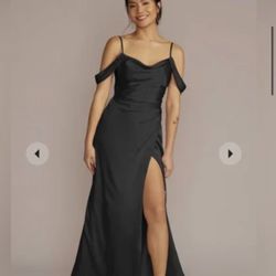 Charmeuse cowl dress with swag sleeves