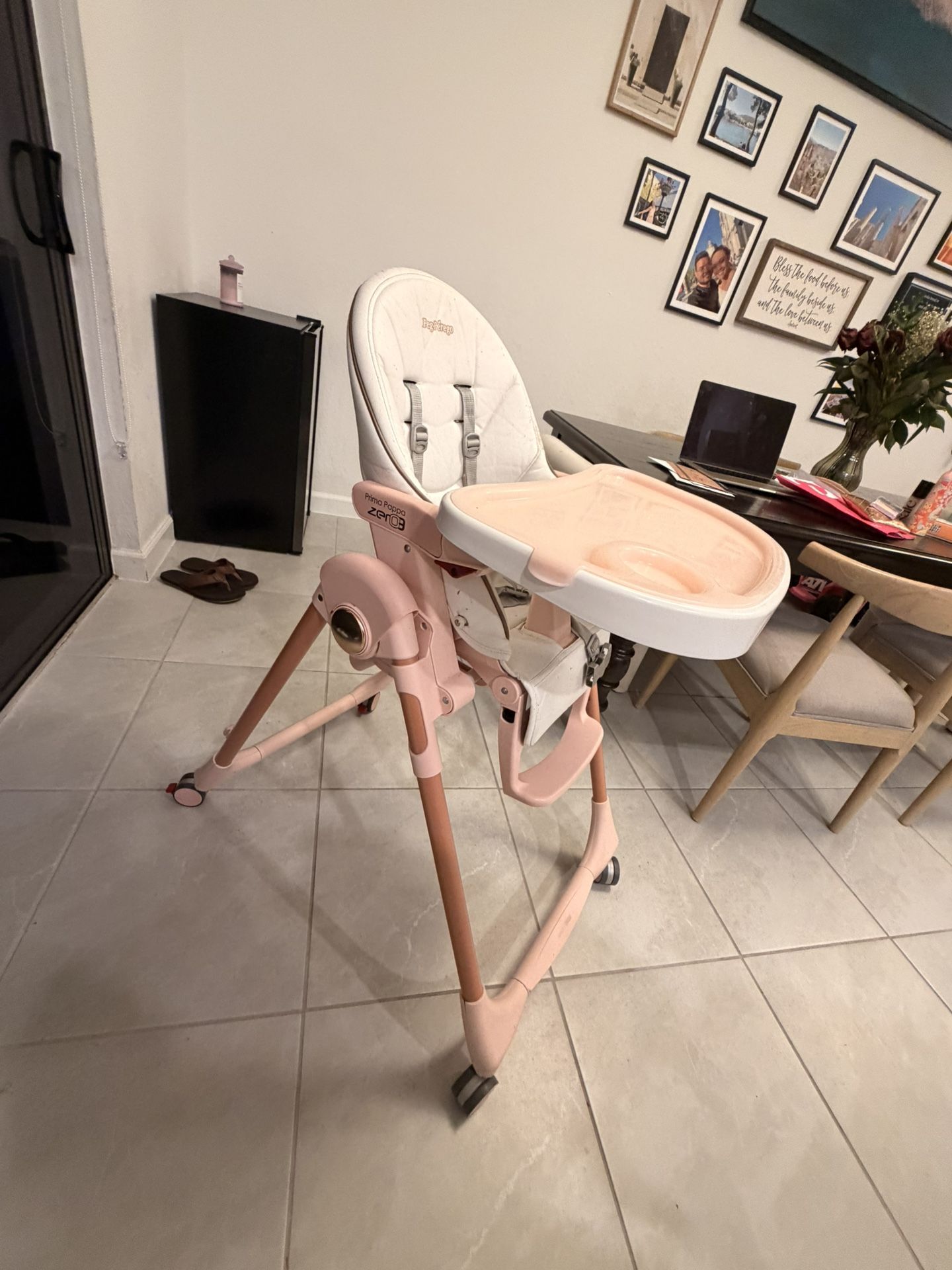 Pink High Chair + Baby Food Blender