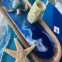 Large Wooden Resin Tray 26 Long 