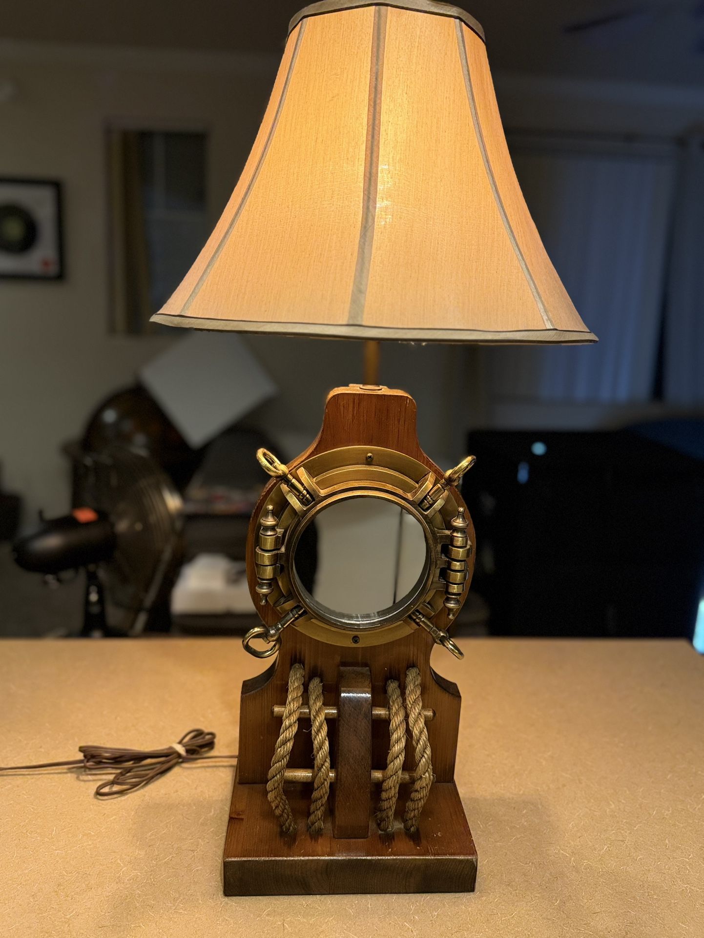 Antique One Of A Kind Ships Wheel Lamp Nautical With Mirror Large