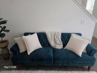 Teal Green Velvet Sofa/Futon
