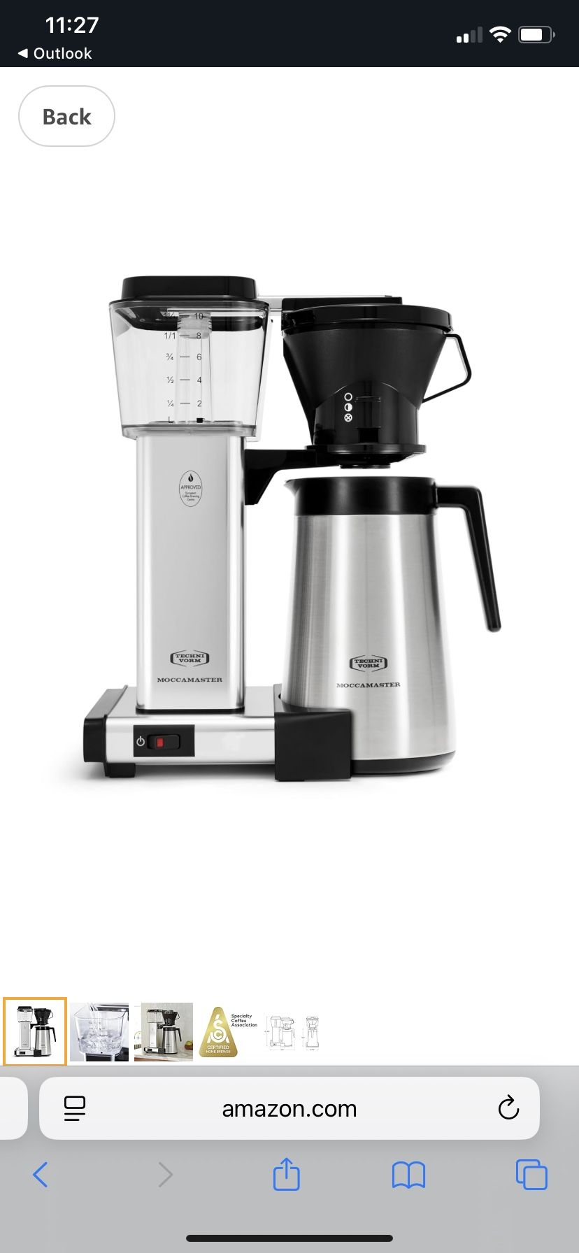 Technivorm Moccamaster 79112 KBT Coffee Brewer, 40 oz, Polished Silver