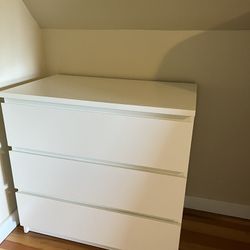 White Ikea Three Drawer Dresser