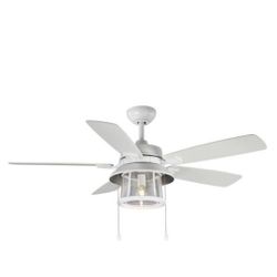 Home Decorators Shanahan 52" LED Indoor/Outdoor Matte White Ceiling Fan With Light Kit (2) 