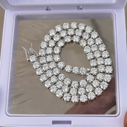🔥 GRA Certified 5mm Moissanite Tennis Chain – 16″ 925 Silver Necklace (Shines Like VVS Diamonds)