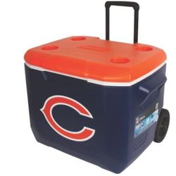 Coleman NFL Chicago Bears Performance Wheel Cooler, roller Blue/Orange for beer pops food, party favorite