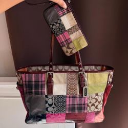 Vintage Coach Limited Edition Patchwork Tote Bag and matching wallet set