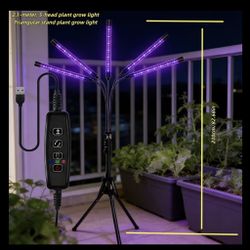 Grow Lights for Indoor Plants, LED Grow Light Stand, Red Blue Plant Lamp with Adjustable Tripod, Color Changing Dimmable Vegetati