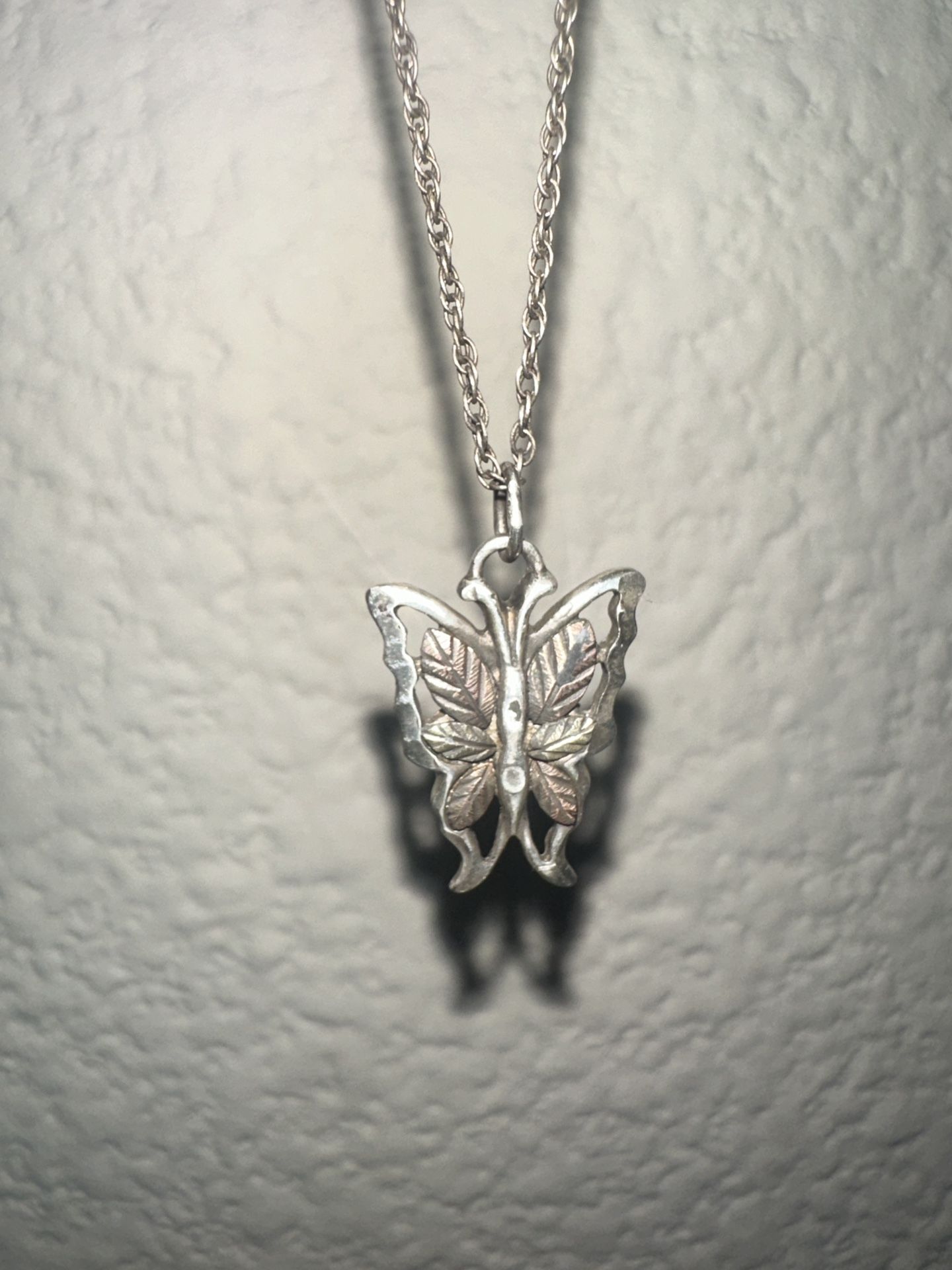 Silver Necklace With 12k Silver Butterfly 