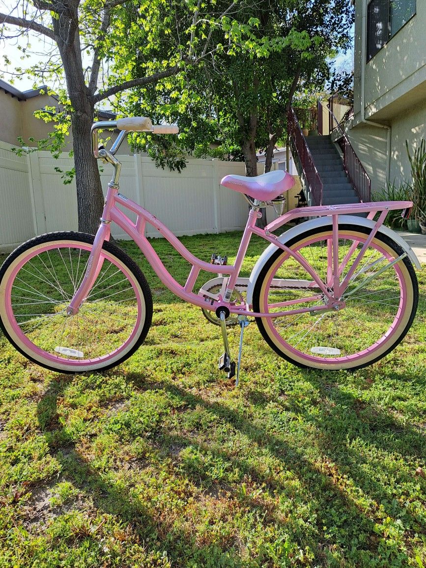 Schwinn Destiny Girls Classic Beach Cruiser Bike Pink, Single Speed, Steel Frame With FREE AIR PUMP. Bike Bicycle.