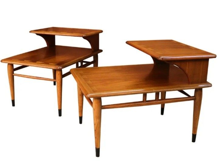 Matching Pair 1960's Lane Acclaim Tiered End Tables Designed By Andre Bus