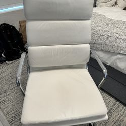 White Leather Desk Chair 