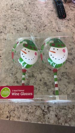 2 Hand-painted wine glasses