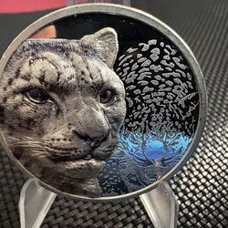 Mongolia Snow Leopard 1 oz .9999 Fine Silver Coin – High Relief Collectible
