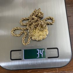 10k Rope Chain 26inches Long  With  Medial 