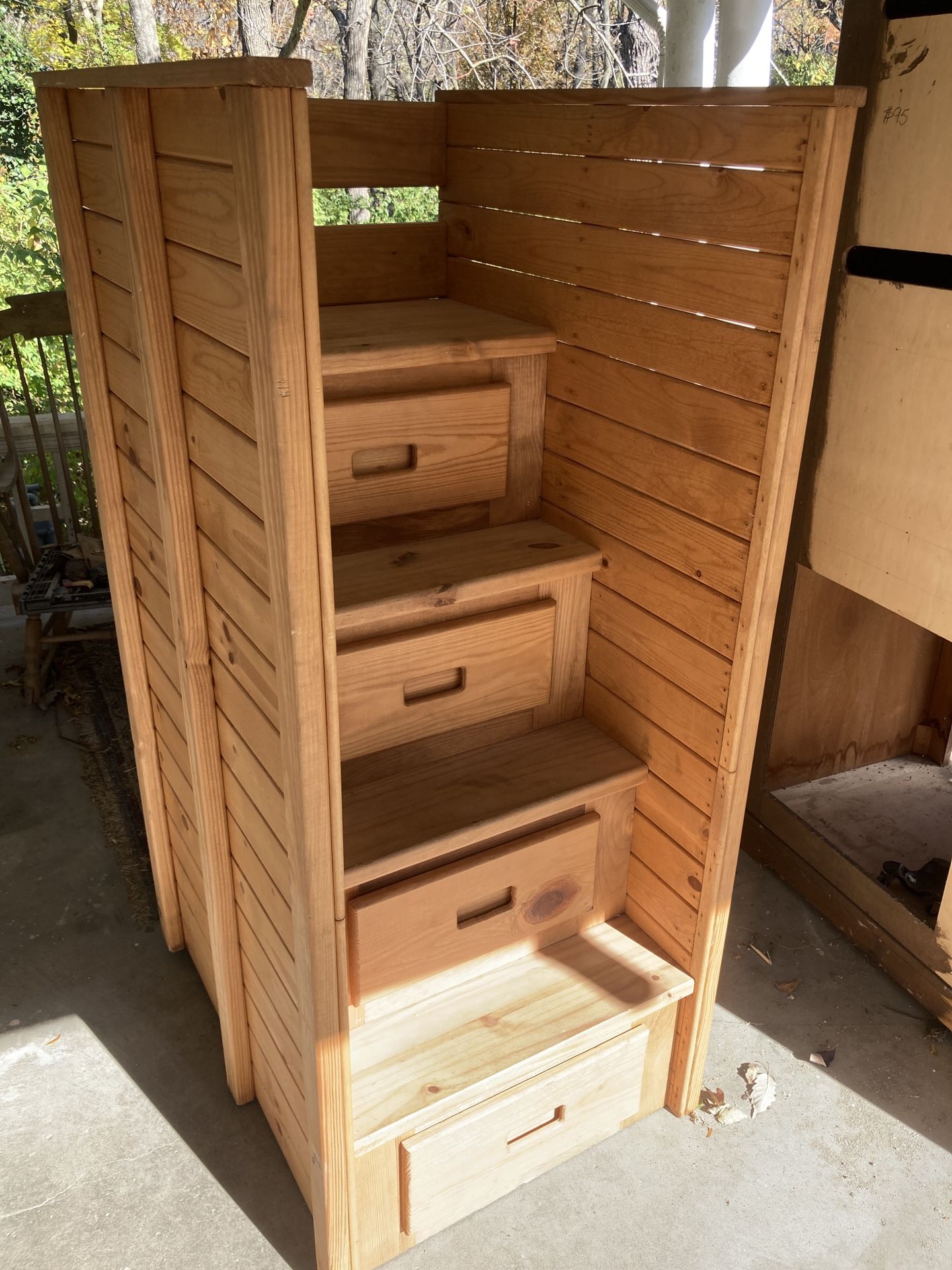 Wooden Bunk Bed Stairs with Built In Drawers