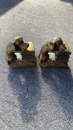 2 Brass Book Ends Dachshunds