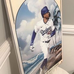Mookie Betts CANVAS WALL ART - Bob Ross Edition 