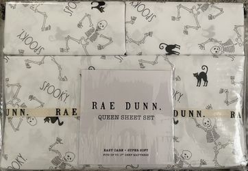 Queen Size Rae Dunn Spooky Skeleton Sheet Set