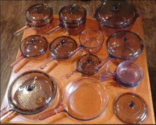 Vintage CorningWare Visions Amber Glass Cookware