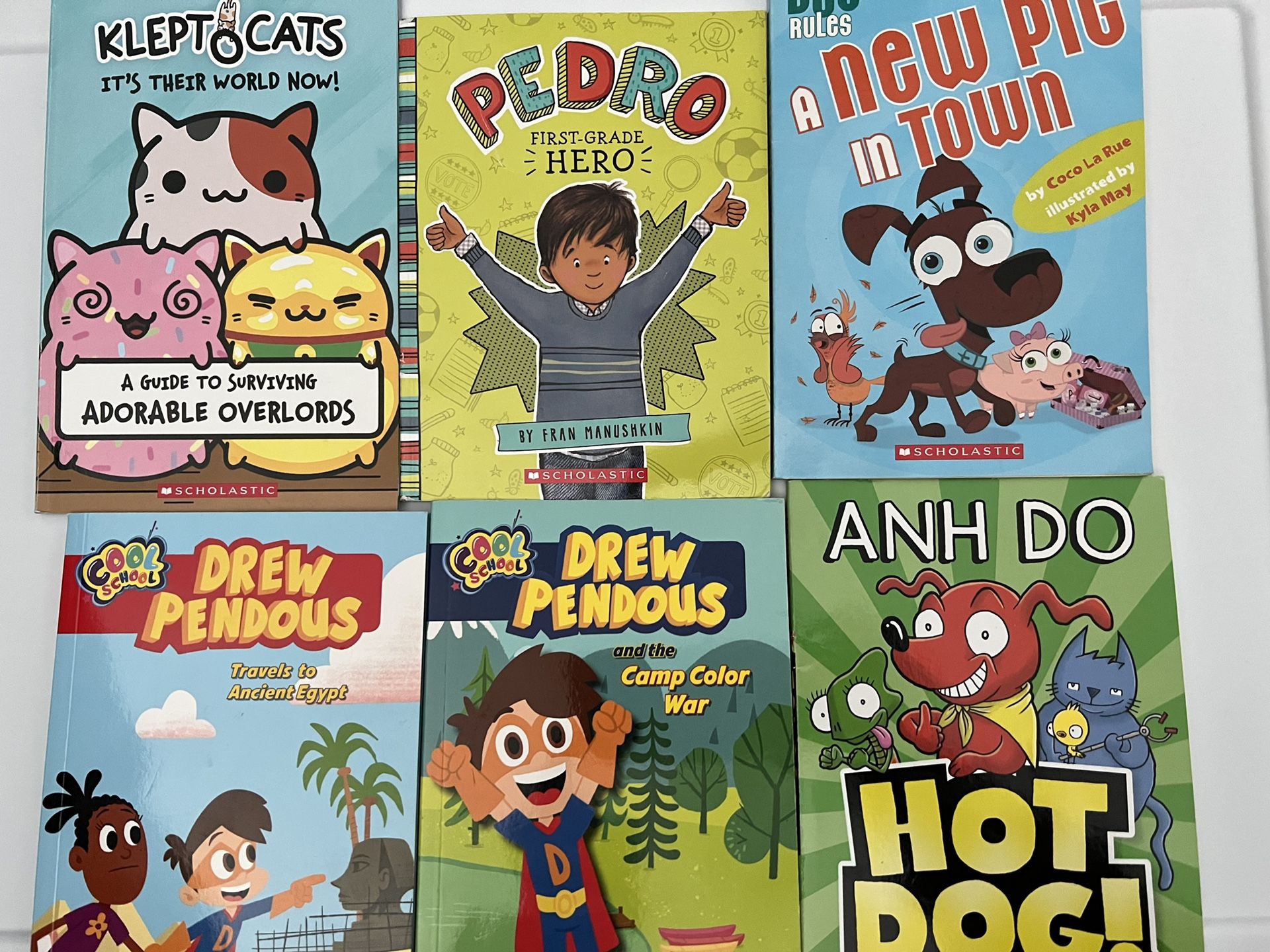 6 Books-kleptocats, Drewpendous, Hot Dog, Pedro, Dog Rules