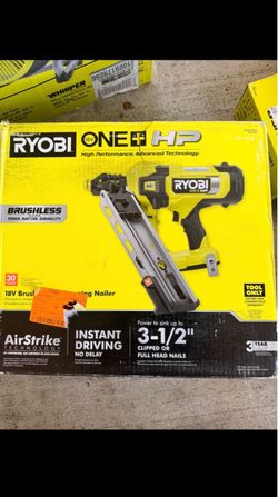 New in box  Ryobi ONE+ HP 18V Brushless Cordless AirStrike 30° Framing Nailer