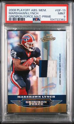 POP 1 2008 PLAYOFF ABSOLUTE MEMORABILIA GRIDIRON FORCE MATERIAL | PRIMEMARSHAWN LYNCH GF-13