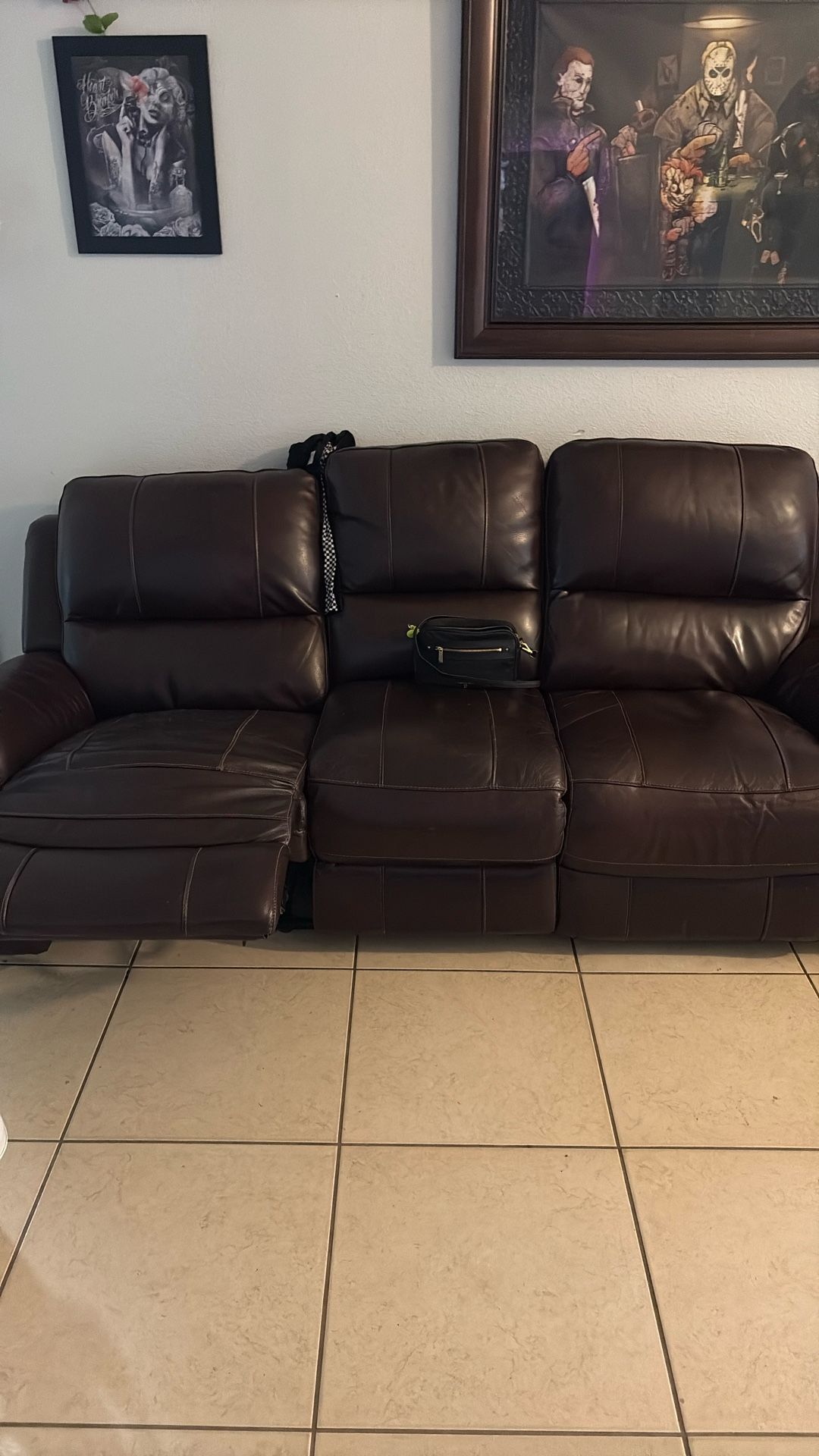 Reclining Leather Couch 