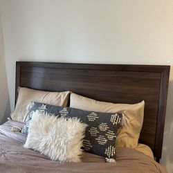 QUEEN Mid century modern head board and partial bed frame