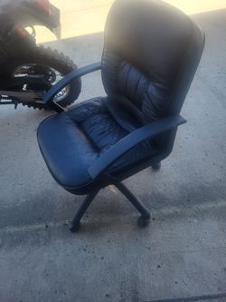 Black Leather Office Chair with Wheels