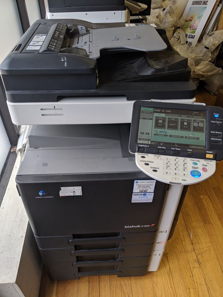 Konica Minolta c360 and c220 laser printers with toner