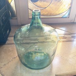Vintage Blue Glass Milk Bottle 