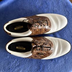 Men’s FootJoy Dryjoys Leather white with crocodile style Golf Shoes