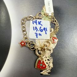 14K Solid Gold Bracelet For Wedding 13.6Gr 7 Inches Long 