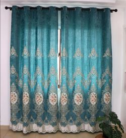 SLOW SOUL Chenille Embroidered Curtains