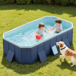 84*54*19.68in Foldable Swimming Pool, Space-Saving Design Thickened PVC, Outdoor Indoor Water Play