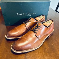 Aston Grey Cognac Leather Brown Adayde Lace Up Dress Shoes MEN'S Size 11