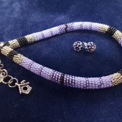 Beaded Wristlet & Earrings Set