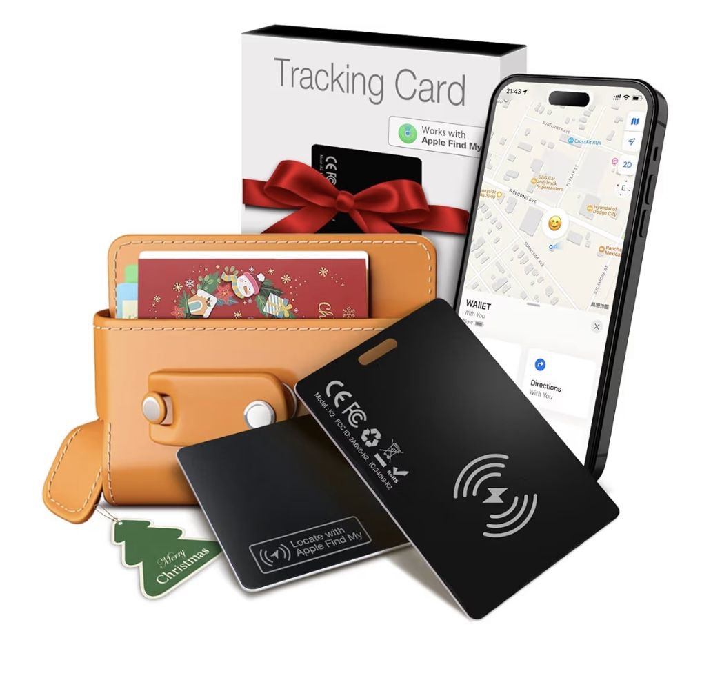 Apple MFi Certified Airtag Wallet Tracker Card 0.06in Slim 1 Pack- Rechargeable Smart Tracking Tags IP68 Waterproof, Works with Apple Find My, Bluetoo