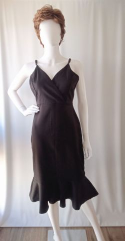 Black Midi Dress with Ruffle Hem