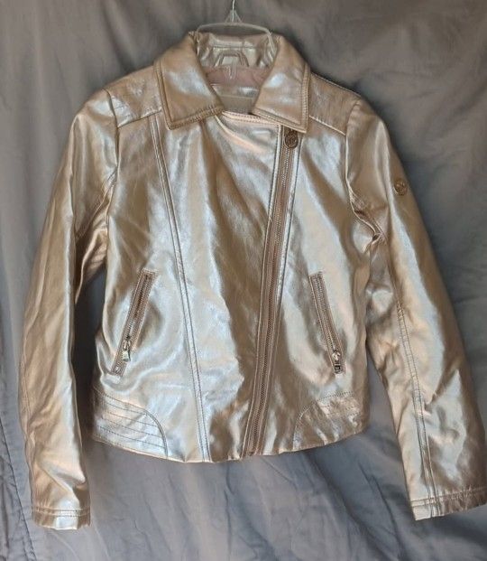 Girls Size 10-12 MICHAEL KORS Metallic Rose Gold JACKET