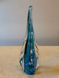 Solid glass sculpted tree